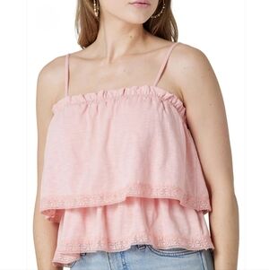 🩷EUC Wrangler Retro "Knit Top" Tiered Ruffles w/ Lace Details🌸 Pink🩷 Sz XXL🩷